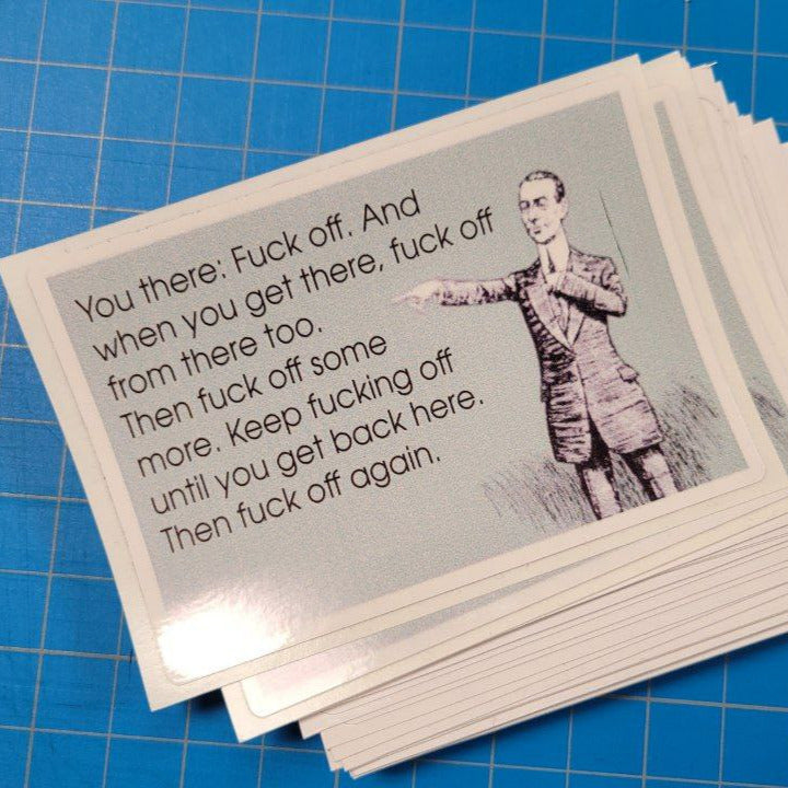 sticker with printed text